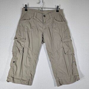 Kuhl Cargo Capri Pants Women Size 6 Roll Up Hem Khaki Pockets Outdoor Hiking